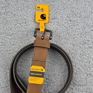 Carhartt Saddle Leather Belt Mens 46 Brown WB5502-M Full Grain Rugged Hardware